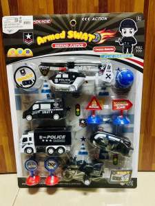 ตำรวจของเล่น แผงของเล่นเกี่ยวกับตำรวจ รถตำรวจ มอเตอร์ไซค์ของเล่น คอปเตอร์ตำรวจ ของเล่นใหม่ มี10ชิ้นในแผง