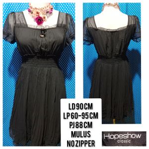 DRESS LENGAN PENDEK SIFON PLISKET HITAM(HOPESHOW) 177