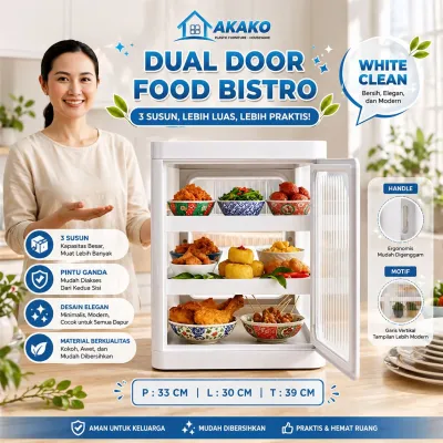 FOOD CABINET BISTRO DUAL DOOR LEMARI MAKANAN SUSUN 3 RAK MAKANAN DAPUR