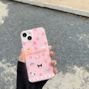 เคส iPhone 11 เรียบง่าย 14 13 12 11 Pro Max เคสไอโฟน ส่งจากไทยใน 24ชม 🖤 Sanrio โซ่มูก พกง่ายๆ การป้องกันการตก Case
