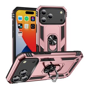 Luxury Armor Shockproof Case for iPhone 18 17 17e 16e 16 15 14 13 12 11 Pro X XR XS Max 8 7 6 Plus Metal Ring Holder Phone Cover