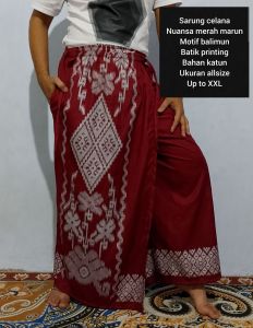 Sarung celana motif balimun batik printing warna merah marun