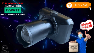 Kawachi  Senter Kepala  15w 15 Watt LED Super Terang LY-150Z Putih atau Kuning Zoom In / Out Waterproof Lithium Cas Recas Rechargeable Isi Ulang Tahan Lama 25 Jam 4000 mAh Outdoor Headlight Camping Berburu Mellius Store COD