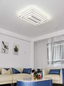 Bladeless Ceiling Lights with Fan & Flush Mount Ceiling Fan with 6-Speed Reversible for Bedroom
