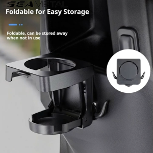 SEAMETAL Universal Motorcycle Cup Holder Foldable Drink Stand Hook Storage ABS Mount Gadget