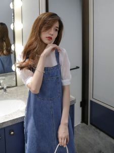 ROOROOLADY ชุดเดรสยาวคลุมเข่าทรงหลวมสไตล์วินเทจสไตล์ฝรั่งเศสสำหรับผู้หญิงในช่วงฤดูร้อน ชุดเดรสทรงหลวมเอวสูง