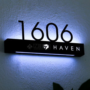 Hotel Door Number LED Luminous Door Plate Box Door Plate Luminous Chess and Card Room Door Plate Customized Hotel Light Plate Hotel Logo Plate Stainless Steel Electroplating Anti-Fingerprint Hotel Luminous Door Plate