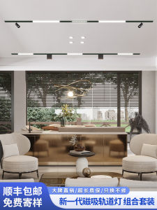 Euopu Magnetic Track Lighting Embedded Dark Mounted Cover Plate Living Room Bedroom No Main Light Illumination Line Lamp