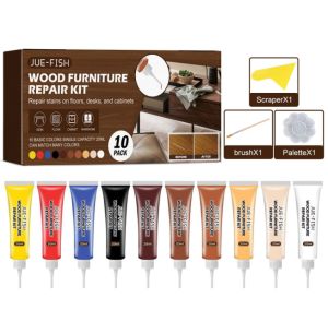JUE-FISH mini đồ nội thất bằng gỗ cảm ứng lên kit sàn nội thất gạch scratch filler remover keo kem polymer nhựa tự làm dụng cụ sửa chữa đồ nội thất refinishing cửa gỗ sàn đồ nội thất kem phục hồi sơn gỗ ổ gà sửa chữa vết xước vật liệu