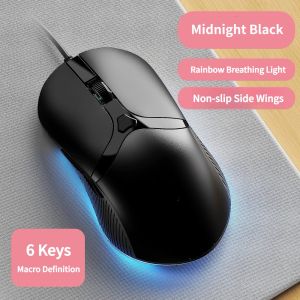 NexusClick Ergonomic Cute Pink Wired Gaming MouseSilent Click 3200DPI RGB Backlight Mice For Girl Students Laptop PC Mac Office