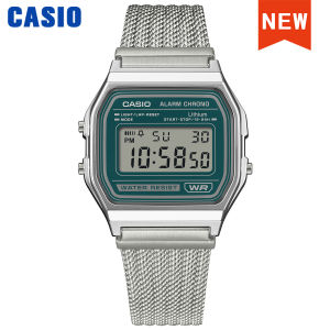 Casio | Đồng Hồ Casio Vuông Nhỏ Màu Bạc Với Mặt Số Màu Xanh Lá Cây Phong Cách Cổ Điển Đồng Hồ Đeo Tay Thạch Anh Dây Đeo Bằng Thép Không Gỉ Đồng Hồ Thời Trang & Giản Dị Dành Cho Nam Giới