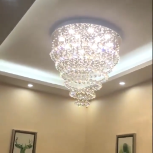 Phube Large Glossy Crystal Ceiling Light for Living Room Bedroom Hotel Project and Staircase Lighting