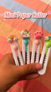 Portable Mini Cutter Knife Cat Cute Paw Unicorn Rainbow Utility Knife Cute Cutting Paper Razor Blades Stationery Gift