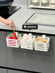 Kitchen Wall Mounted Expandable Storage Basket Mini Vegetable Fruit Basket Garlic Onion Ginger Pepper Storage Basket No Drilling