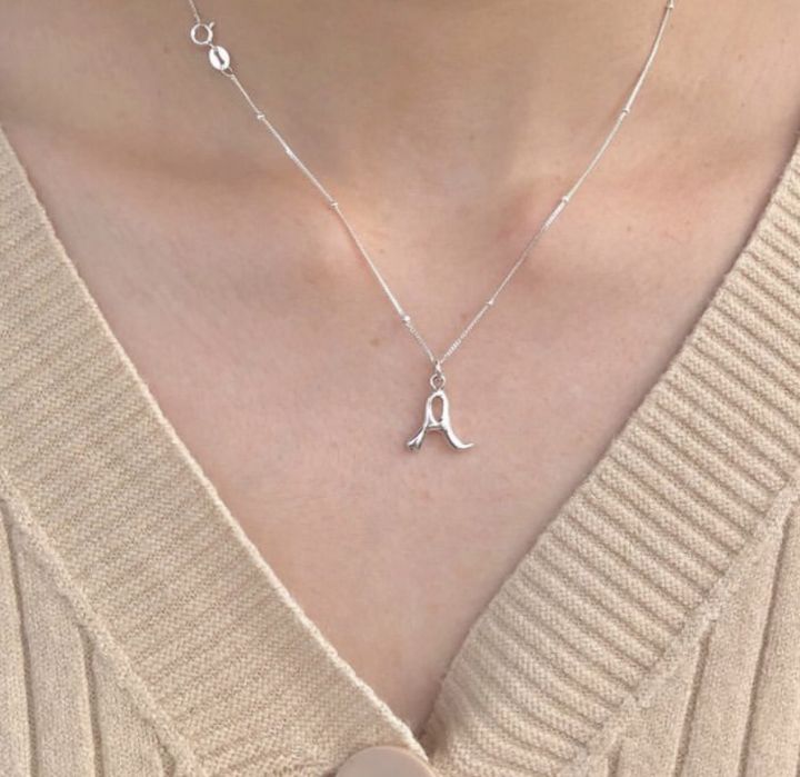 Alphabet Necklace สร้อยคอพร้อมจี้ตัวอักษร เงินแท้ 925 Th