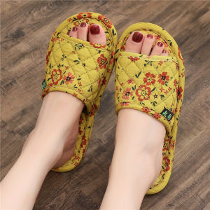 Flax Fabric Soft Bottom Slippers