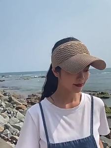 Cycling Ponytail Sun Visor Hat Women Waffle Knit Empty Top Baseball Cap Breathable Hollow Visor Outdoor Sun Shade Brim Travel