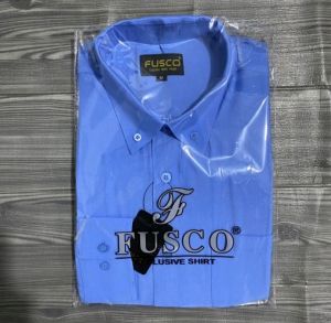 COD✅ FUSCO kemeja pria formal warna biru muda/kemeja polos lengan panjang