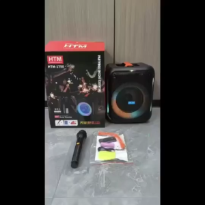 Colorful LED Karaoke Speaker - 8-inch Wireless Portable Bluetooth with Free Mic & Rechargeable Battery