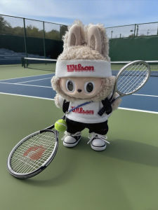 Tennis Racket Labubu Vinyl Doll 15/17cm Girl Sports Outfit High Energy Collectible Toy Trendy Plaything for Boys And Girls