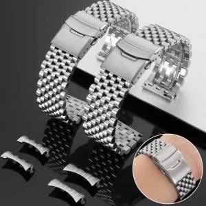 20mm 22mm Folding Clasp Silver Stainless Steel Watch Band Quick Release Strap Smartwatch Bracelet for Omega for Seiko for Tissot