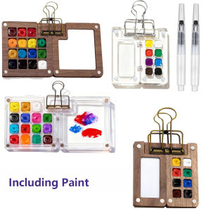 12 Colors Watercolors Pigments Painting Set With 15 Grid/8 Grid Portable Watercolor Palette Mixing Tray with Clip and Brushes