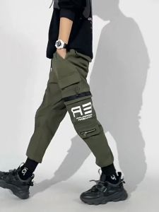 Overalls mens fashion brand loose multi bag hip hop Leggings