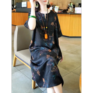 QINGNAER | Retro Chinese Style Womens Dress Plus Size