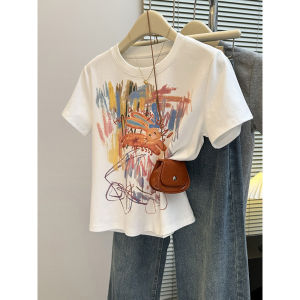 Floral Print Short Sleeve T-shirt Loose Slim Fit
