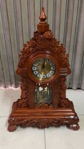 Đồng hồ để bàn quả lắc kỳ lân gỗ hương cao 77cm