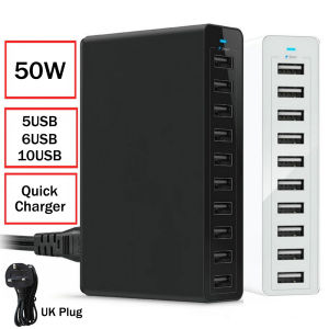 5/6/10 USB Ports Charger Station Dock with Cable 60W Fast Charging Hub Wall Charger for Mobile Phone Tablet