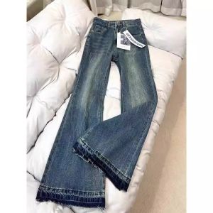 High Waist Bell Bottom Jeans Women plus Size Loose Fit Denim Pants Straight Leg Trousers for Pear Shaped Body Autumn New Style