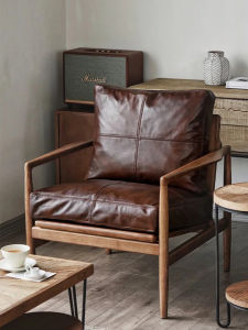 French Vintage Solid Wood Sofa Chair Middle Ancient Style Home Living Room Single Lazy Casual Chair Balcony Reading Chair