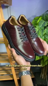 OTIV Siprus Havana Brown - Sepatu Sneakers Kulit Asli Casual Pria Kuliah Kerja Travelling