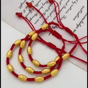 Lucky Red String Bracelet with Fortune Beads Adjustable Braided Fengshui Lucky Charm Amulet Wristband Attract Wealth Money Magnet Protection Jewelry Gift