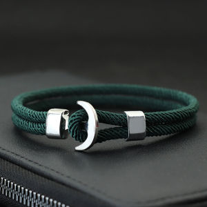 Trendy Anchor Handmade Rope Bracelet Men Easy Hook Double Milan Cord Nautical Braslet Beach Surfing Boyfriend Gift Joias Pulsera