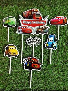 Topper cake McQueen Happy birthday hiasan kue ulang tahun