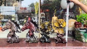 Đầu thú bằng đồng trang trí decor phòng khách cao 27cm nặng 3kg: đầu ngựa sói hổ