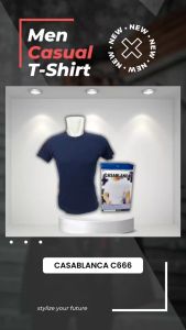 Kaos T-Shirt Oblong Polos Pria Round Neck Casablanca C666 Katun
