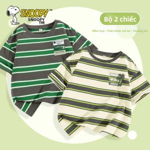 Snoopy | Áo Thun Tay Ngắn Sọc cho Bé Lớn