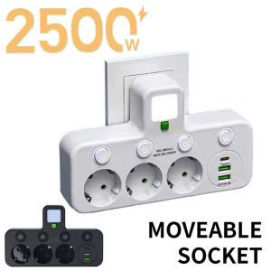 EU Plug Power Strip Wall Mounted Power Socket 3 Outlets Multitap Electrical Wall Socket For for Home Office