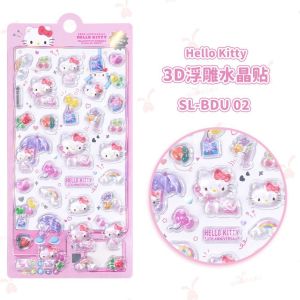 Sanrio | Sanrio Kitty 3D Relief Sticker Cartoon Girls Crystal DIY Decoration Phone Case Laptop Stickers Stationery Decals Holiday Gifts