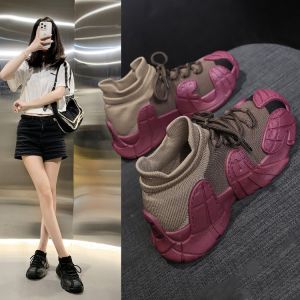 Womens Breathable Flyknit Sports Shoes Summer Autumn Casual Climbing Thick Bottom Anti-slip Design Ugly Adorable Socks Shoes