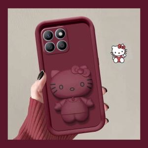 Phone Case Honor X8C X7C X8b X7b X6b X5b Plus Honor 200 Smart 5G 4G Hellokitty Cartoon Mirror Stand Soft Casing Lens Protection Shockproof Back Cover 2025