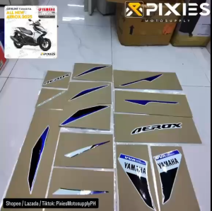 YAMAHA AEROX V3 STANDARD 2025 BLACK GLOSSY BLACK YAMAHA BLACK DECALS STICKER EMBLEM PER PIECE