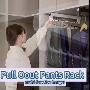 ราวผ้าในห้อง ราว ไม้เเขวนประหยัดพื้นที่ อเนกประสงค์ พร้อมตัวกันสไลด์ แบบดึงออกได้ สไลด์ได้ สําหรับตู้เสื้อผ้า ราวแขวนเสื้อผ้า ราวตากเสื้อผ้า ไม้เเขวนเสื้อ ที่เเขวนเสื้อ