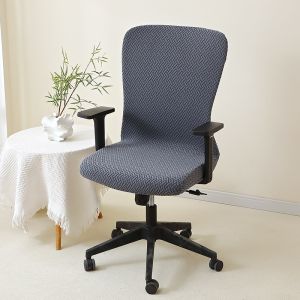 1pc Solid Color Jacquard Office Chair Slipcover Durable Elastic Computer Chair Cover Suitable for Gaming Room Funda De Silla