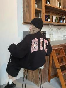 Suede Ethnic Patch Baseball Jacket
