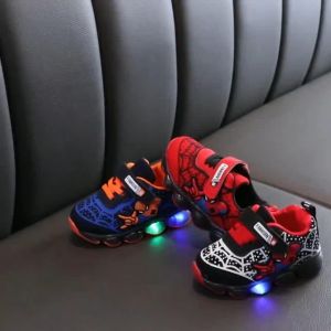 Kids Shoes Spider Design & LED Cartoon Flash Shoes for Boys Size 23-34