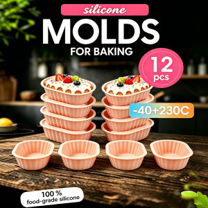 12Pcs/Set Silicone Cake Mold Oval Shape Muffin Cupcake Baking Molds Home Kitchen Bakeware BPA Free
